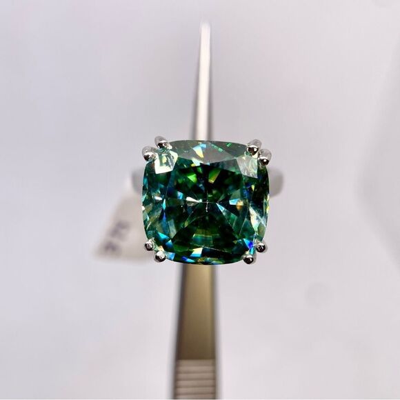 14 Carat Cushion Cut Moissanite Ring Huge Cocktail Statement Wedding Ring